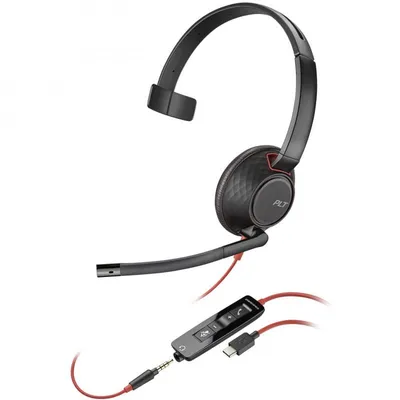 POLY Blackwire 5210 Kopfhörer Kabelgebunden Kopfband Anrufe/Musik USB Typ-C Schwarz, Rot