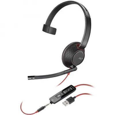 POLY Blackwire 5210 Kopfhörer Kabelgebunden Kopfband Anrufe/Musik USB Typ-A Schwarz, Rot