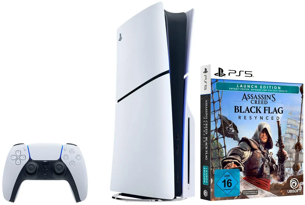 PlayStation 5 PS5 Disk Edition (Slim) inkl. Assassin’s Creed Black Flag Resynced 1TB
