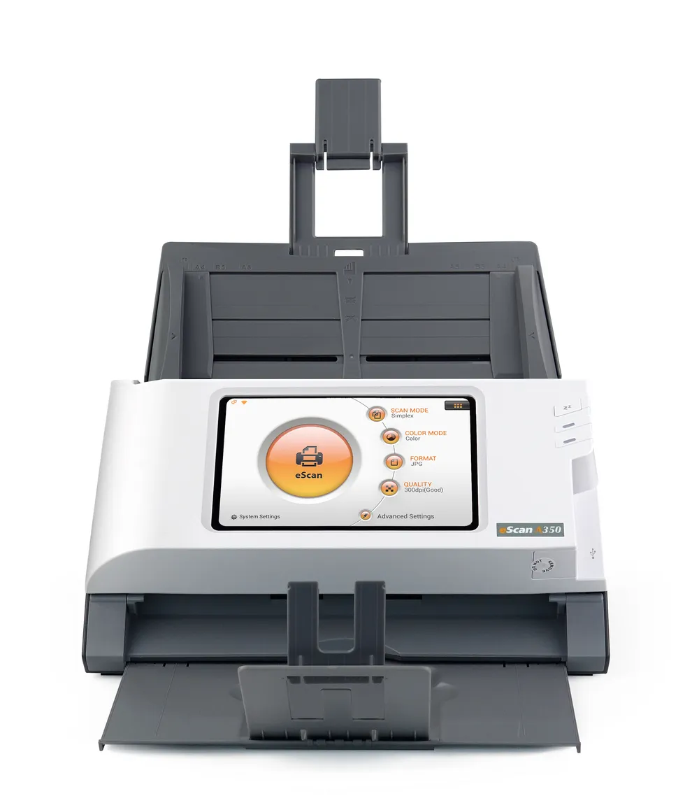 Scanner Plustek eScan A350 Essential 600 DPI Duplex Touchscreen Ethernet USB