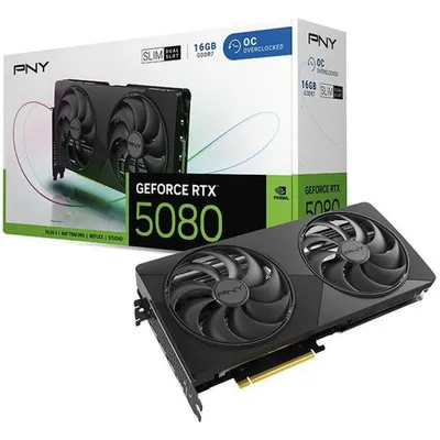 Grafikkarte PNY GeForce RTX 5080 Dual-Fan Slim OC 16GB GDDR7 Reflex 2 RTX AI DLSS4