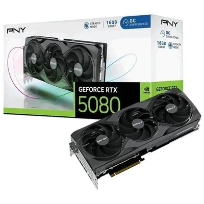 Grafikkarte PNY GeForce RTX 5080 Overclocked Triple Fan 16GB GDDR7 Reflex 2 RTX AI DLSS4