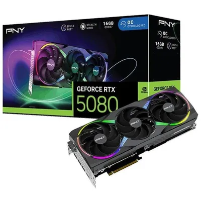 Grafikkarte PNY GeForce RTX 5080 ARGB OC Triple Fan 16GB GDDR7 Reflex 2 RTX AI DLSS4