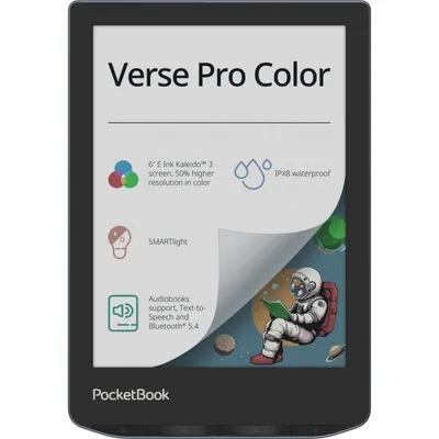 PocketBook Verse Pro Color E-Reader, 6-Zoll-Touchscreen, wasserdicht, E-Book-Reader, Hörbücher, Blau