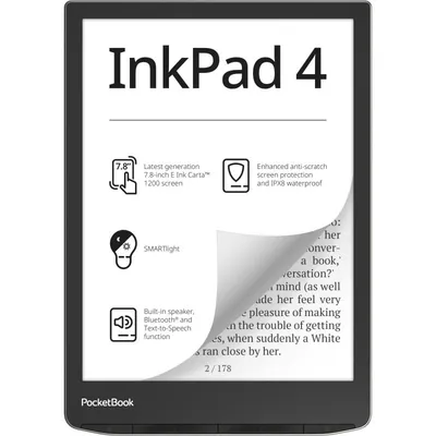 PocketBook InkPad 4 eBook-Reader Touchscreen 32 GB WLAN Schwarz, Silber