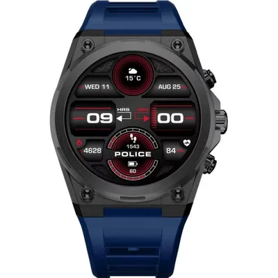 Police PEIUN00003X1 Bluetooth 47,5mm Gunmetal Schwarz IP68 5ATM Herzfrequenzmesser