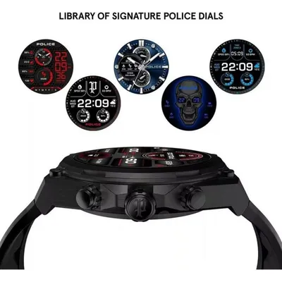 Police PEIUN00003X2 Bluetooth GPS 46mm Schwarz Silikonarmband Einheitsgröße Wasserdicht 5ATM