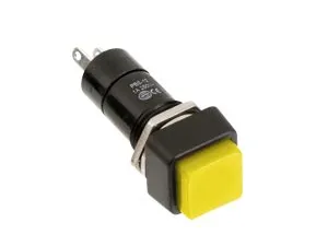 Einbau-Drucktaster PBS-12B, quadratisch, Schließer, gelb