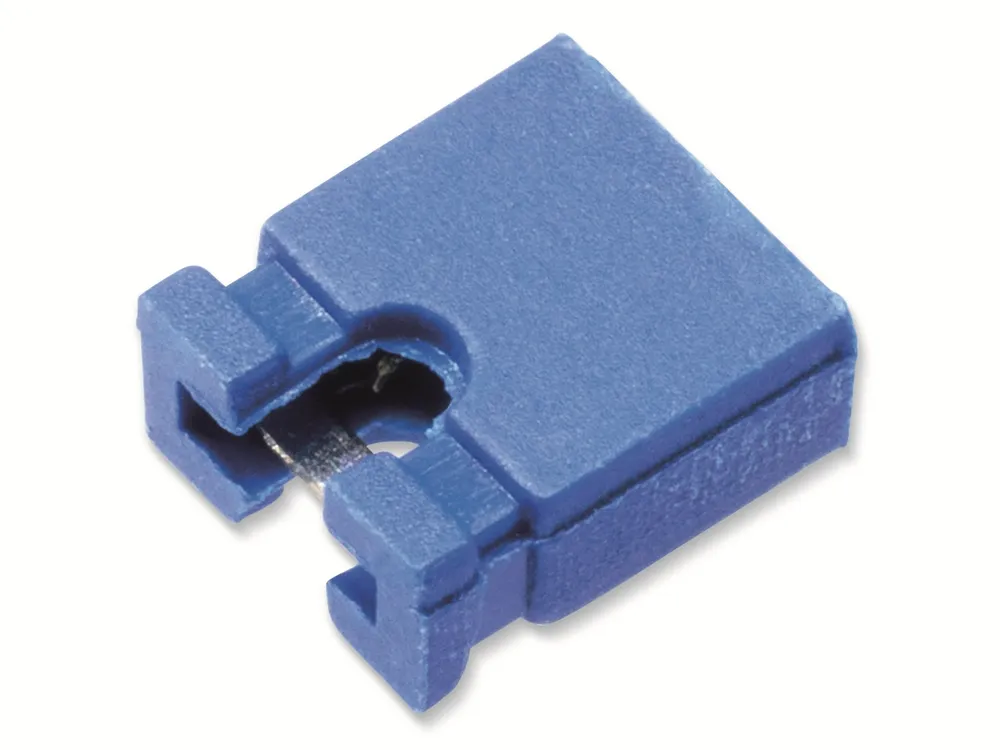 Kurzschlussbrücke / Jumper, blau, 2,54 mm, oben offen, 2 Pol