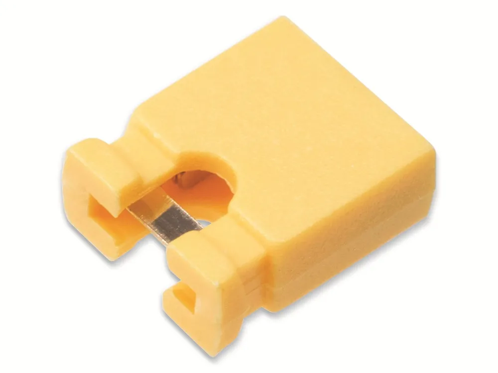 Kurzschlussbrücke / Jumper, gelb, 2,54 mm, oben offen, 2 Pol
