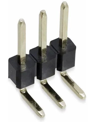 Stiftleiste, 1 x 3, 2,54 mm, gewinkelt, 0,8µ Au (Gold), 5 Stück