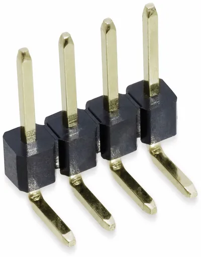 Stiftleiste, 1 x 4, 2,54 mm, gewinkelt, 0,8µ Au (Gold), 5 Stück