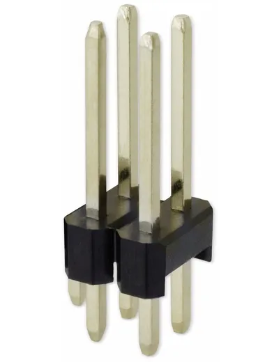 Stiftleiste, 2 x 2, 2,54 mm, gerade, 0,8µ Au (Gold), 5 Stück