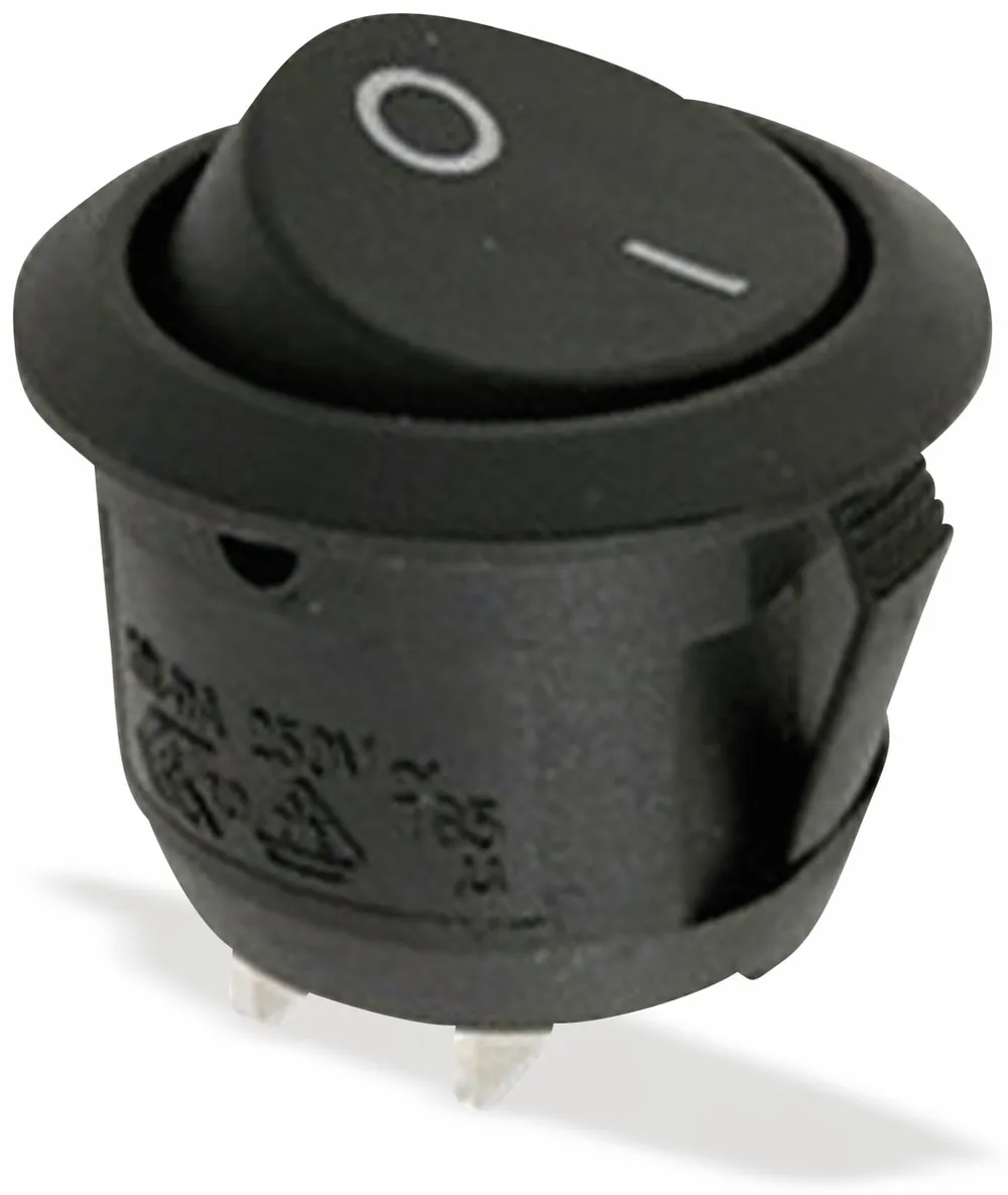 Wippenschalter 1xE/A 250V 10A sw, Ø 20,2mm