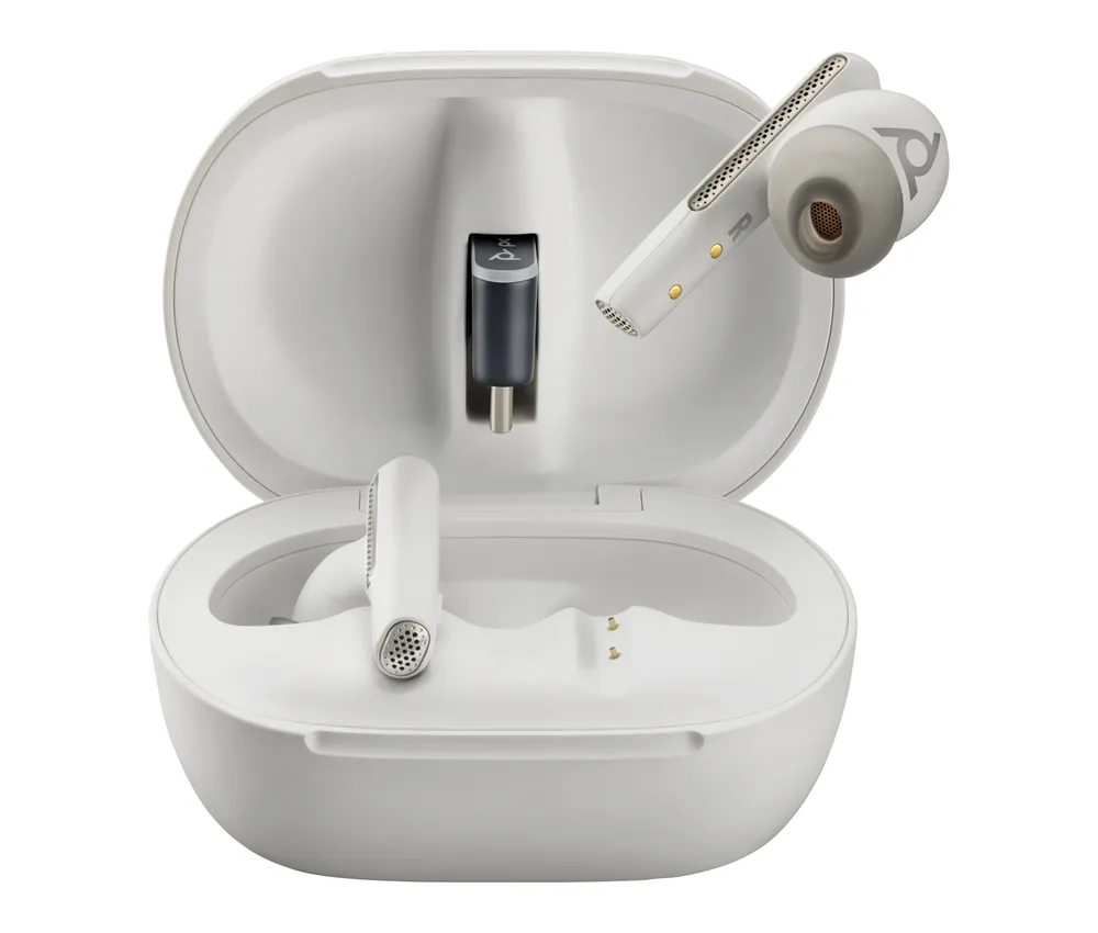 Poly Voyager Free 60+ Bluetooth 5.3 kabellose In-Ear Kopfhörer mit ANC, Mikrofon und Touchcase Weiß