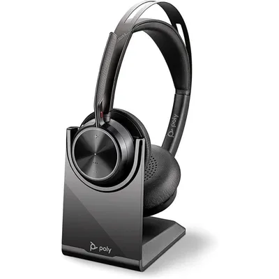 POLY Voyager Focus 2 UC Kopfhörer Verkabelt & Kabellos Kopfband Büro/Callcenter USB Typ-A Bluetooth Ladestation Schwarz (213727-01)