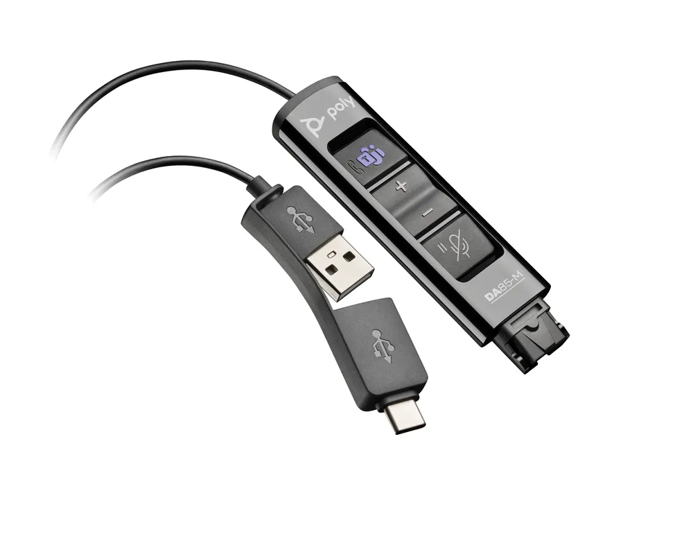 Poly DA85-M Adapter USB-A und USB-C für QD Headsets schwarz