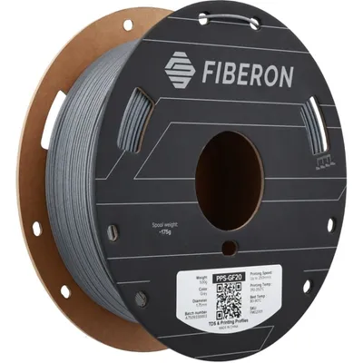 Filament PPS Polymaker Fiberon FM02001 Grau Silber 1,75 mm UL94 V0 Glasfaserverstärkt