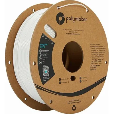 Filament PETG Polymaker PolyLite PB01002 Weiß 1,75 mm Hohe Klarheit Leicht zu Drucken