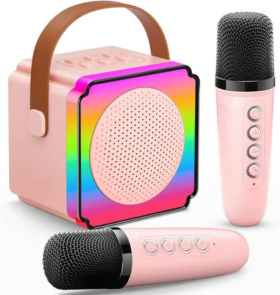 POPOLIC Kinder-Lautsprecher mit 2 Mikrofonen,Geschenk Spielzeug für 3-12 Jahre Karaoke-Maschine (Karaoke Maschine mit Mikrofon Geburtstagsgeschenk für Kinder)