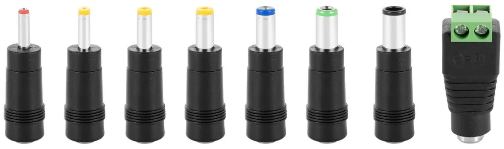 Poppstar Hohlstecker-Adapter AC DC Stecker-Set Universal-Netzteil (5,5x2,5mm auf 6,4x4,4 6,3x3 5,5x2,1/1,7 4,8x1,7 4x1,7 3,5x1,35 2-Pin)
