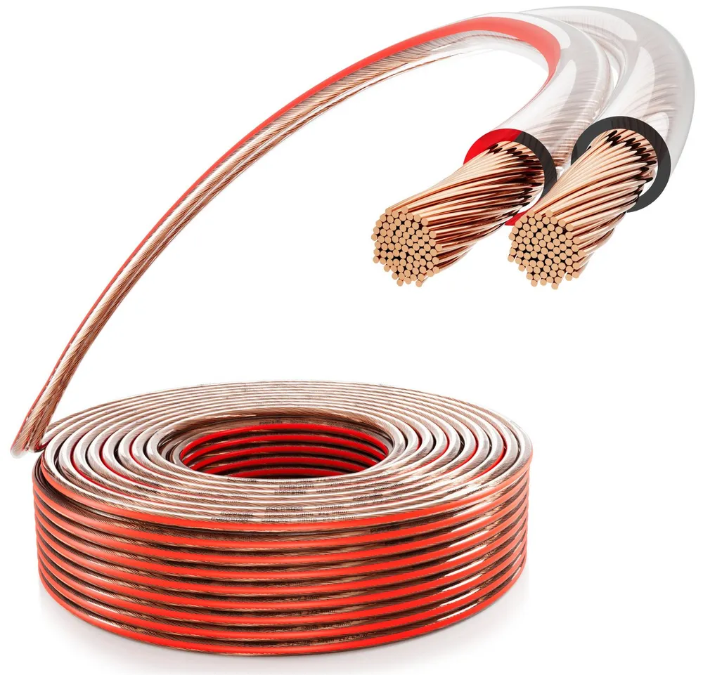 Poppstar Lautsprecherkabel (2x2,5mm) Vollkupfer OFC 99,9% Audio-Kabel, (3000 cm), Boxenkabel für Stereoanlage und Lautsprecher