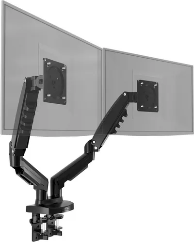 Poppstar Monitor-Halterung Höhenverstellbare Tischhalterung für 2 Monitore (17 Zoll bis 27 Zoll), (bis 27,00 Zoll, 360° schwenkbare, drehbare & neigbare Monitor-Arme)