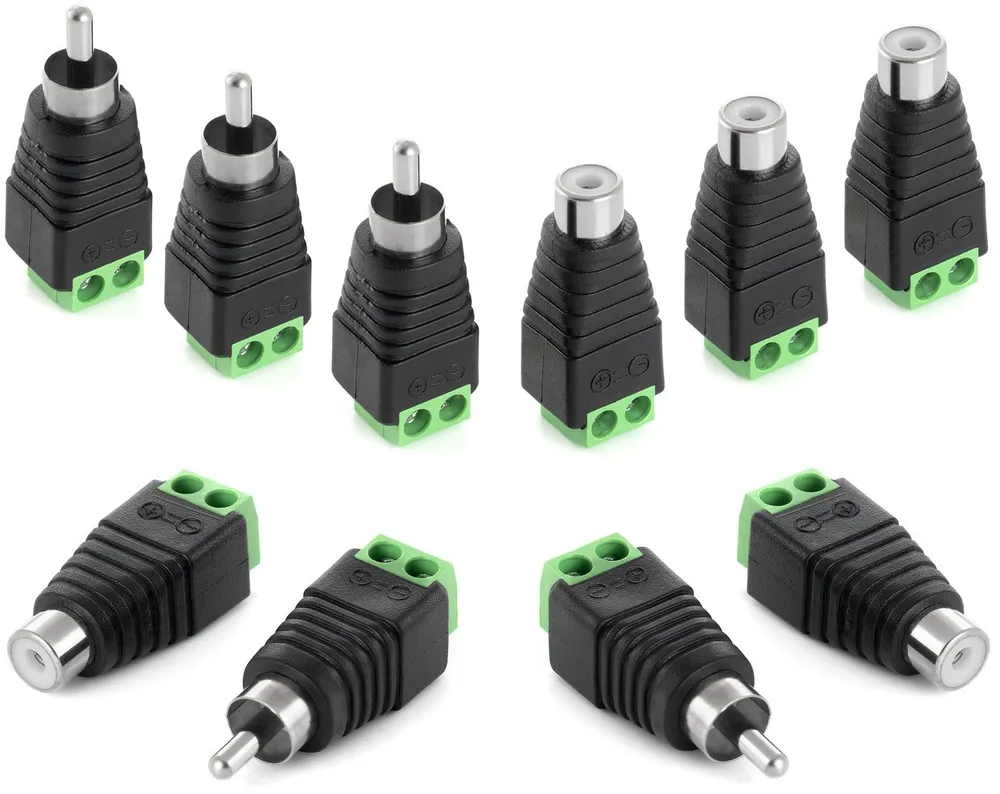 Poppstar RCA Cinch Stecker Adapter Set (5x RCA Stecker / 5x RCA Buchse) Audio-Adapter zu RCA, DC Cinch-Anschluss für Audio-, Videokabel, CCTV-Kam