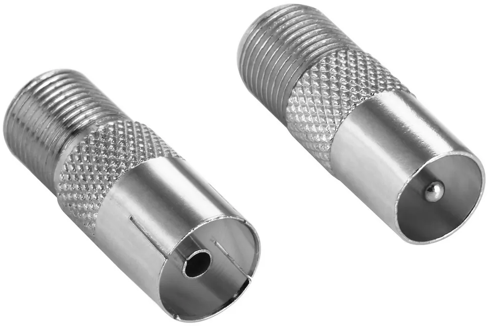 Poppstar SAT Adapter für Koax-Kabel Audio- & Video-Adapter, 1x F-Buchse auf IEC-Stecker / 1x auf IEC-Buchse (für IEC-Antenne)