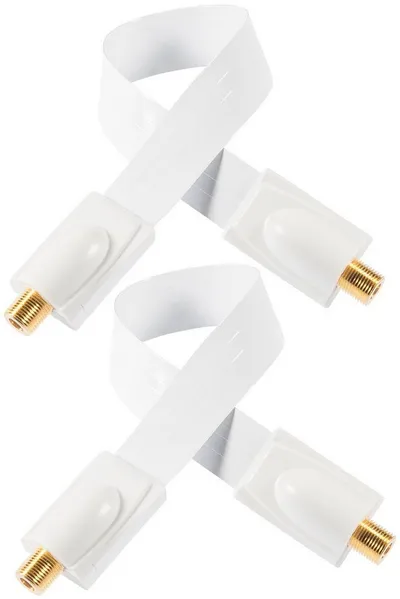 Poppstar SAT Fensterdurchführung (Koax Kabel flach 0,2mm) für Fenster & Türen SAT-Kabel, (52 cm), vergoldete Kontakte, weiß