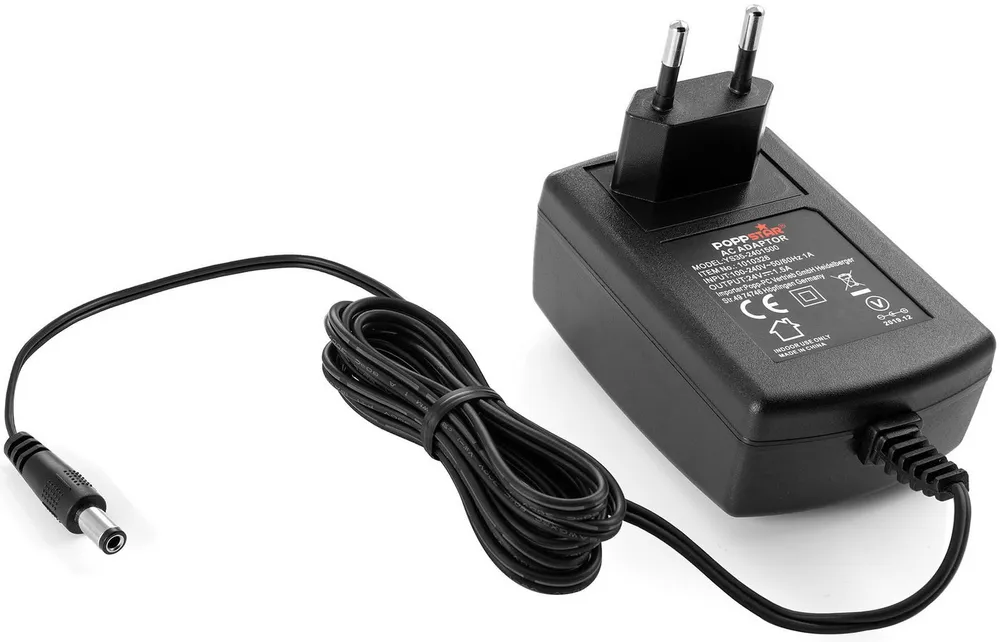 Poppstar Steckernetzteil 24V 1,5A (1500mA, 5,5/2,5mm) Universal-Netzteil (AC DC Universal Netzteil 24V, Kabellänge 150cm)