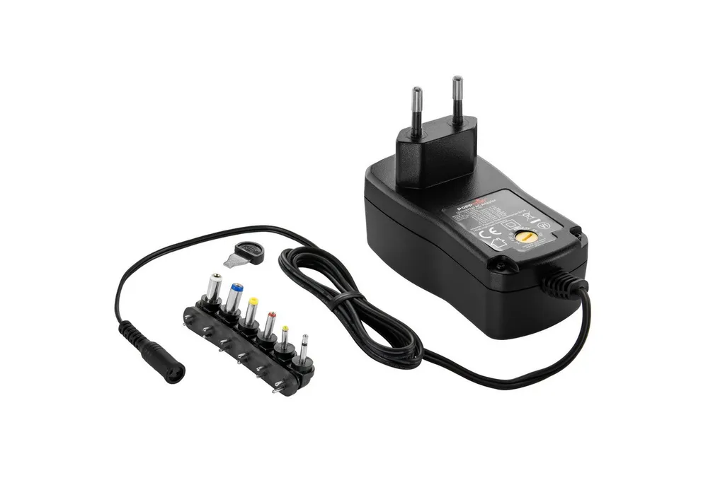 Poppstar Universal Schaltnetzteil 4,5V 5V 6V 7,5V 9V 10 V 12V - 2A Universal-Netzteil (2000mA Netzteil mit 6 Wechselsteckern und LED, 150cm)