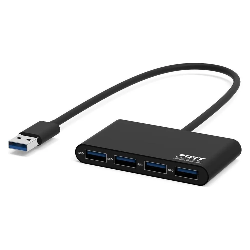 Hub Port Designs 4 Ports 5000 Mbit/s USB 3.2 Gen 1 900121 Schwarz Aluminium