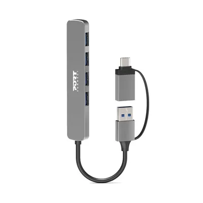 Hub Port Designs 4 Ports 5000 Mbit/s Modell 900161 Aluminium Silber