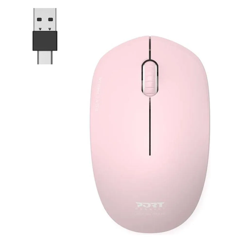 Maus Port Designs 900541 RF Wireless 1600 DPI Pink USB-A USB-C Kompakt