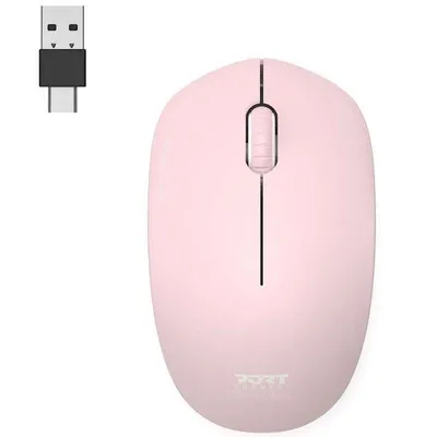 Maus Port Designs 900541 RF Wireless 1600 DPI Pink USB-A USB-C Kompakt