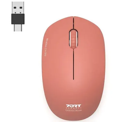 Maus Port Designs 900542 Funk RF 1600DPI Rot USB-A USB-C Ambidextrous