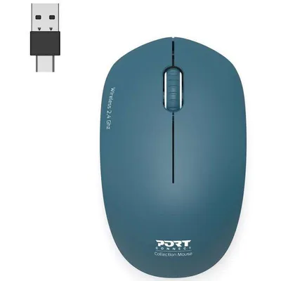 Maus Port Designs 900545 RF Wireless 1600 DPI Blau USB-A USB-C Kompakt