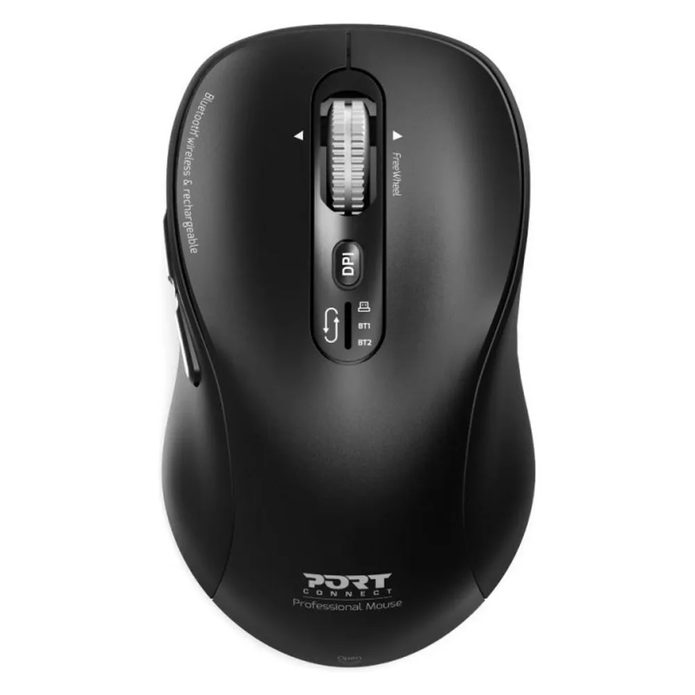 Maus Port Designs 900707C RF Wireless Bluetooth 3200 DPI Schwarz Wiederaufladbar