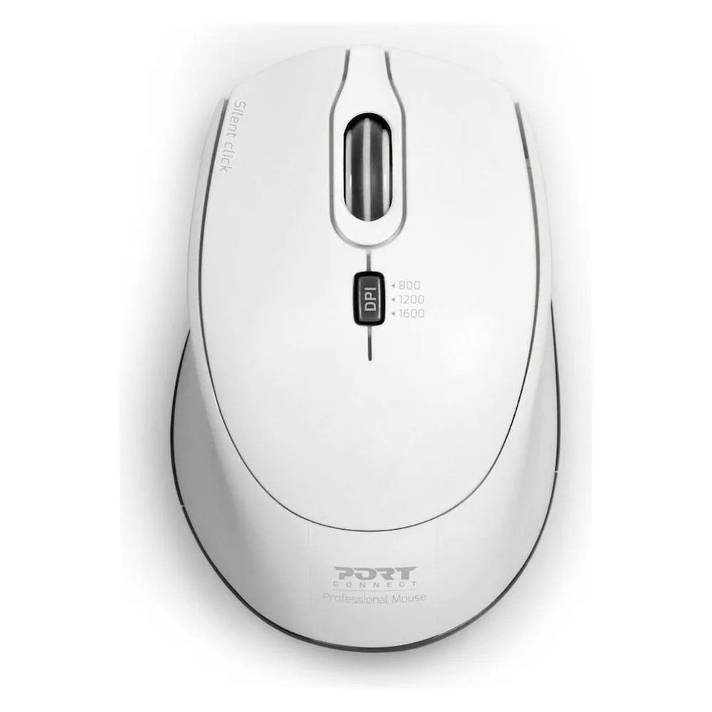 Maus Port Designs 900714 Ambidextrous RF Wireless 1600 DPI Weiß USB-C