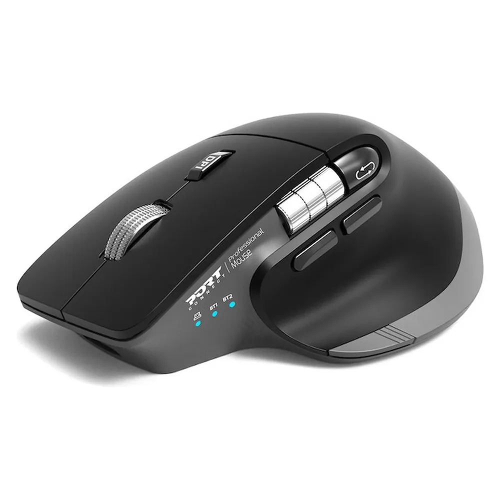 Ratón Port Designs 910203 RF Wireless Bluetooth 4000DPI Schwarz USB-C Rechargeable