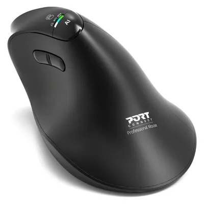 Ratón Port Designs ERGO AUDITOR RF Wireless Bluetooth 4800DPI Schwarz Vertikal