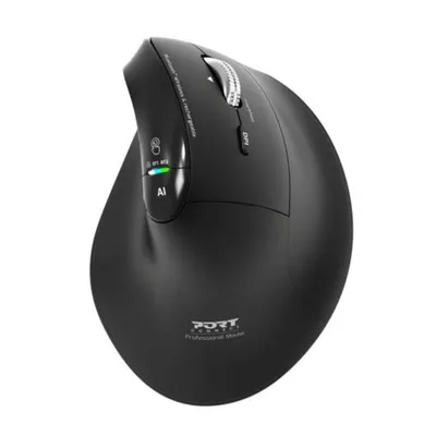 Ratón Port Designs ERGO AUDITOR RF Wireless Bluetooth 4800DPI Schwarz Vertikal