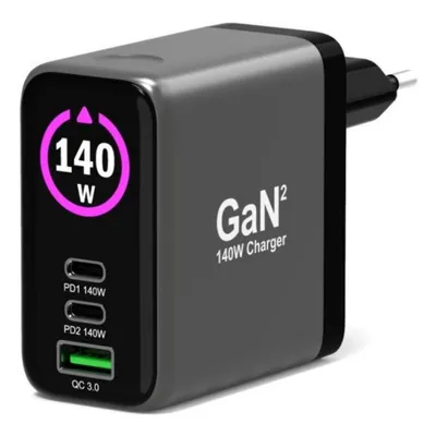 Netzladegerät Port Designs 902140PEU 140W GaN OLED USB-C 2m Kabel Schwarz