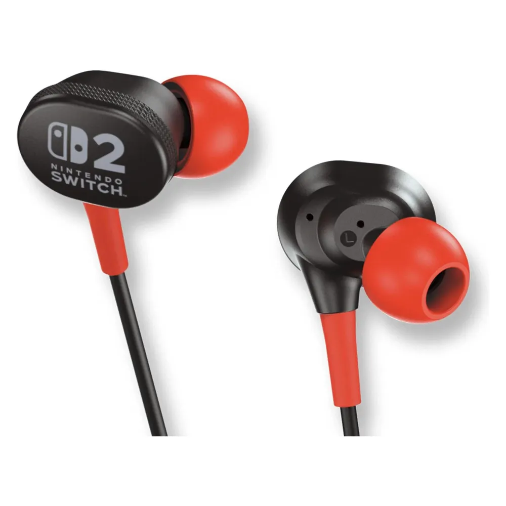 Auriculares PowerA Wired Earbuds Nintendo Switch 2 con cable Jack 3.5 mm Gaming Negro Rojo