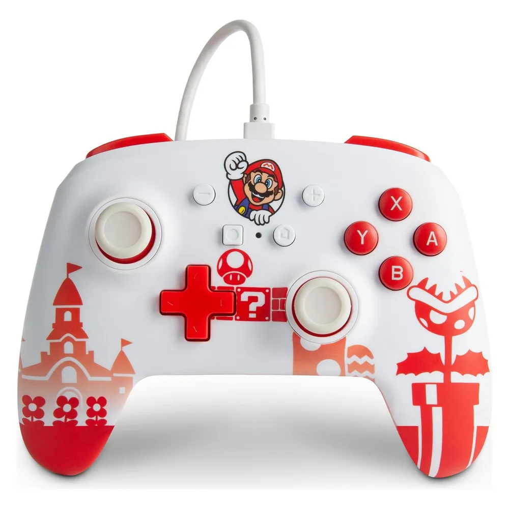 PowerA Controller für Nintendo Switch (kabelgebunden, Mario Rot/Weiss, offiziell lizenziert)