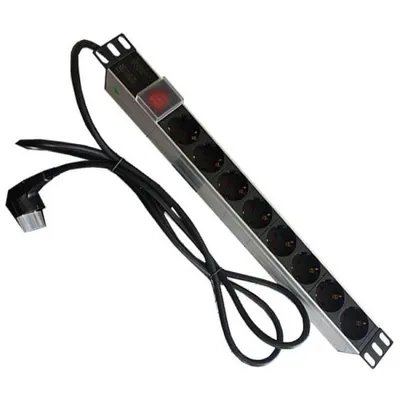 PDU Leiste Aluminium Powergreen 8 Steckdosen Schalter 2m