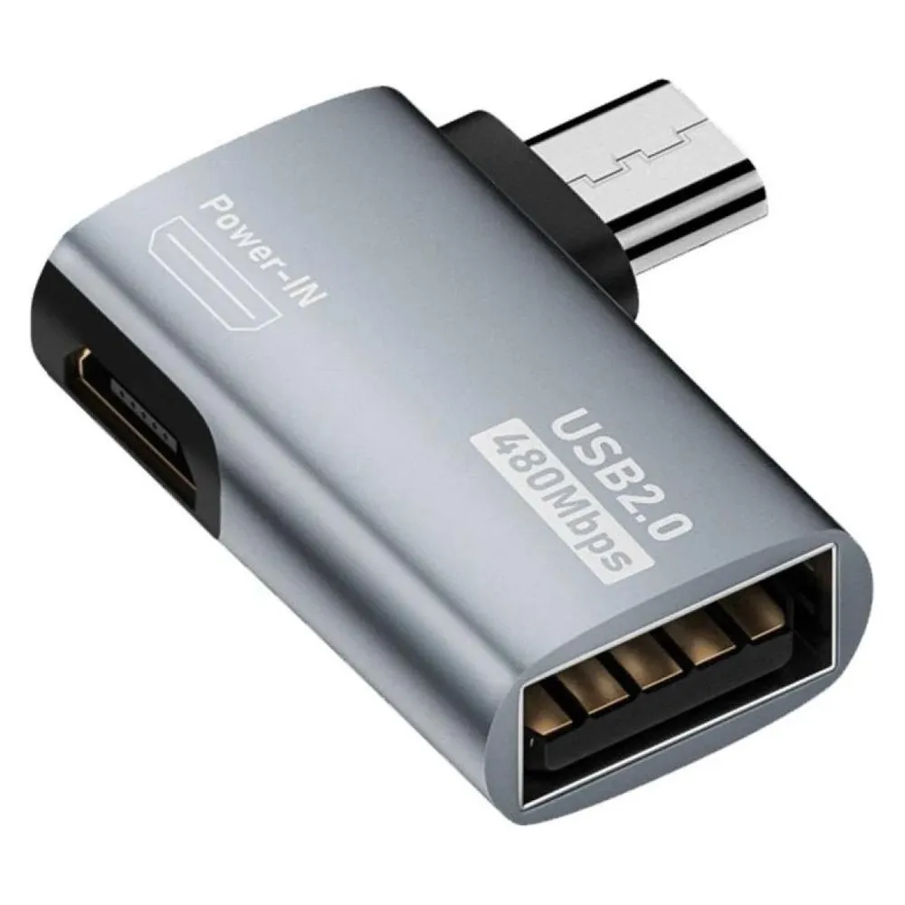 PowerGuard MicroUSB zu USB 2.0 & Power-In Adapter 90 Grad Winkel rechts (male/female)