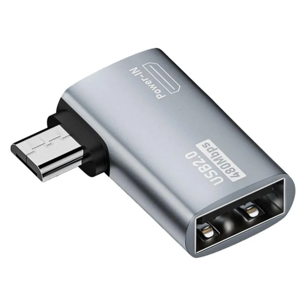 PowerGuard MicroUSB zu USB 2.0 & Power-In Adapter 90 Grad Winkel links (male/female)