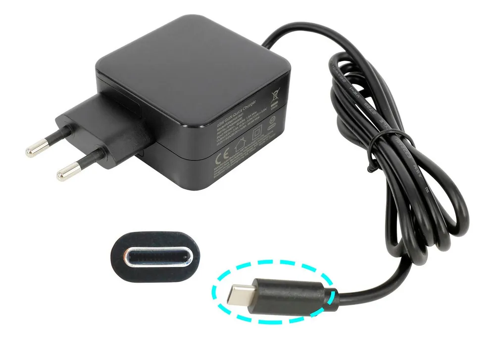 PowerSmart APQ652032.AP Batterie-Ladegerät (USB-C 65W GaN-Schnellladegerät, Kompatibel mit Huawei MateBook, Lenovo Thinkpad, MacBook Pro/Air, Spectre, ASUS Chromebook, Acer, Dell, Google, Samsung, Xiaomi Typ-C Netzteil)